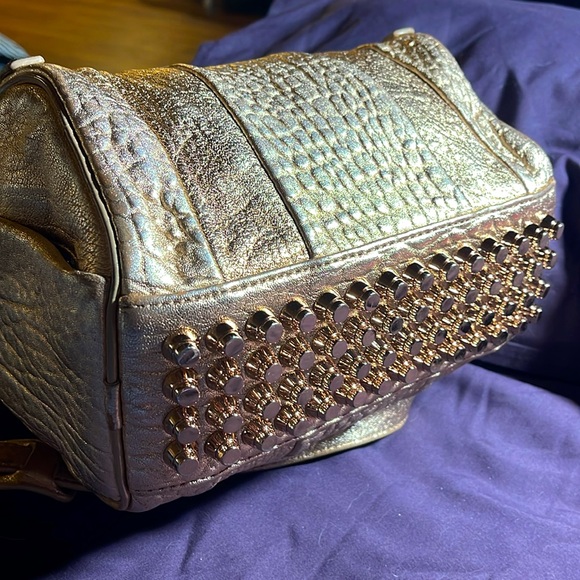 Alexander Wang  Rocco Gold Leather Crossbody Bag Gold Studded Bottom - Picture 17 of 17